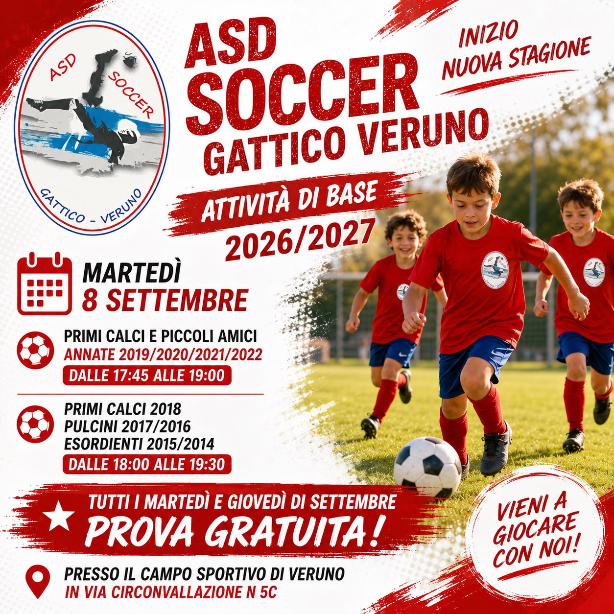 Locandina ASD Soccer Gattico Veruno - nuova stagione 2026 2027